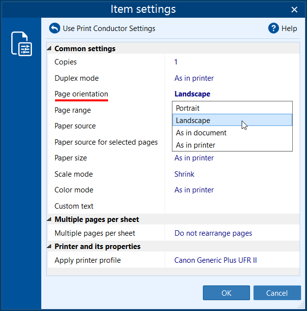 Apply Landscape orientation to selected Excel files only