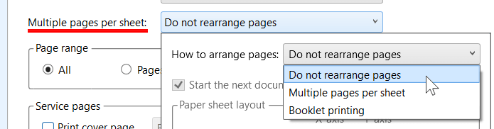 Multiple pages per sheet modes in Print Conductor
