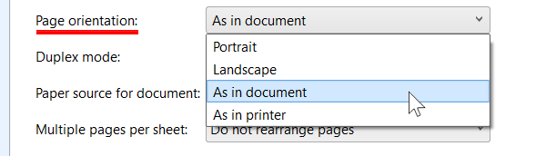 Set page orientation in Print Conductor