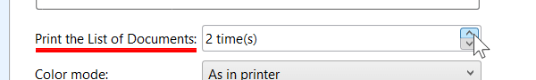 Printing the List of Documents multiple times