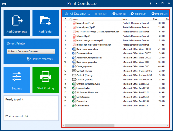 How to Configure the List of Documents for Printing in Print Conductor